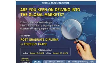 Business News | MVIRDC World Trade Center Mumbai Announces the 67th Batch of the Post Graduate Diploma in Foreign Trade