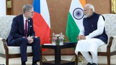 World News | Gujarat: PM Modi Holds Bilateral Meeting with Czech Counterpart Petr Fiala in Gandhinagar