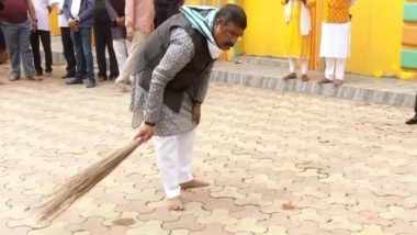 India News | Union Minister Dharmendra Pradhan Participates in 'Swachhta Abhiyaan' at Gopal Ji Temple in Odisha