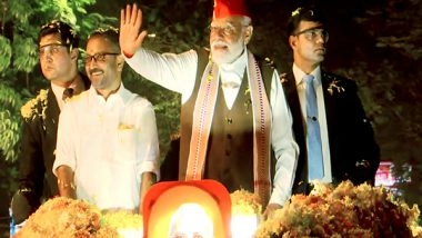 India News |  PM Modi Arrives in Kerala; Holds Massive Roadshow in Kochi