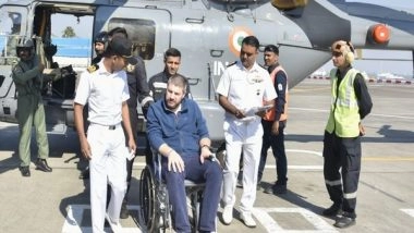 World News | Indian Naval Helicopter Rescues Ailing Man from French Merchant Vessel