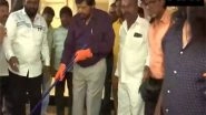 India News | Union Minister Ramdas Athawale Cleans the Premises of Buddha Temple in Bandra Area of Mumbai