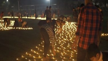 India News | Odisha: School Students of Bhubaneswar Lit Up 1 Lakh Diyas Following Pran Pratistha of Lord Ram