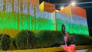 World News | Indian Embassy in Riyadh Lit in Tricolour to Celebrate India's 75th Republic Day