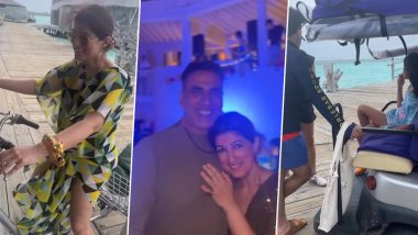 Akshay Kumar Is Amused After Twinkle Khanna Bangs Her Bicycle During Maldives Vacay; Here's Sneak-Peek Into Their Getaway With Kids (Watch Video)