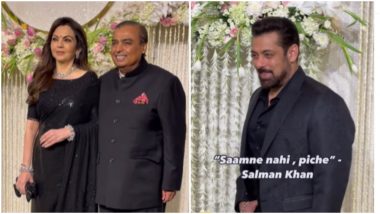 Ira Khan-Nupur Shikhare Wedding Reception: Dharmendra, Salman Khan, Ambanis, and Other Celebs Attend Star-Studded Celebration (Watch Video)