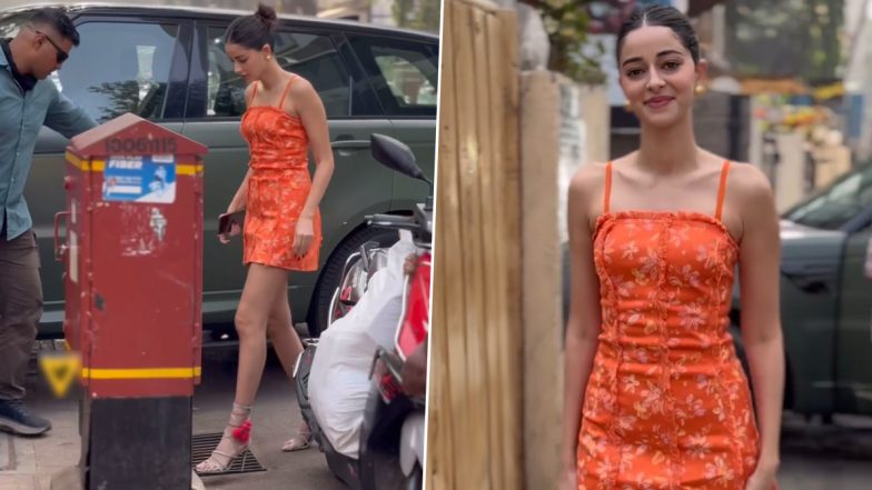 Ananya Panday Looks Super Chic in Tangerine and White Printed Mini Dress (Watch Video)