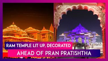 Ram Mandir Inauguration: Ram Temple Lit Up, Decorated With Flowers Ahead Of Pran Pratishtha Ceremony In Ayodhya