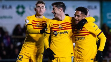 Copa del Rey 2023–24: Robert Lewandowski and Raphinha Score As Barcelona Secures 3–2 Victory Over Barbastro, Advances to Round of 16