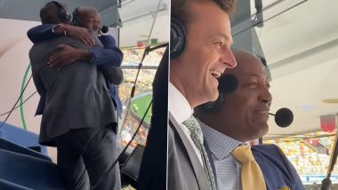 Brian Lara Gets Emotional in Commentary Box, Hugs Adam Gilchrist After West Indies’ Historic Victory Against Australia in 2nd Test 2024 at Gabba; Video Goes Viral