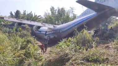 Lengpui Airport Accident: Burmese Aircraft To Evacuate Myanmar Soldiers Allegedly Overshoots in Mizoram, Eight Crew Members Injured (See Pics and Video)