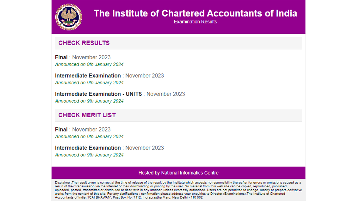 Education News ICAI CA Inter and Final Examination Results Out at