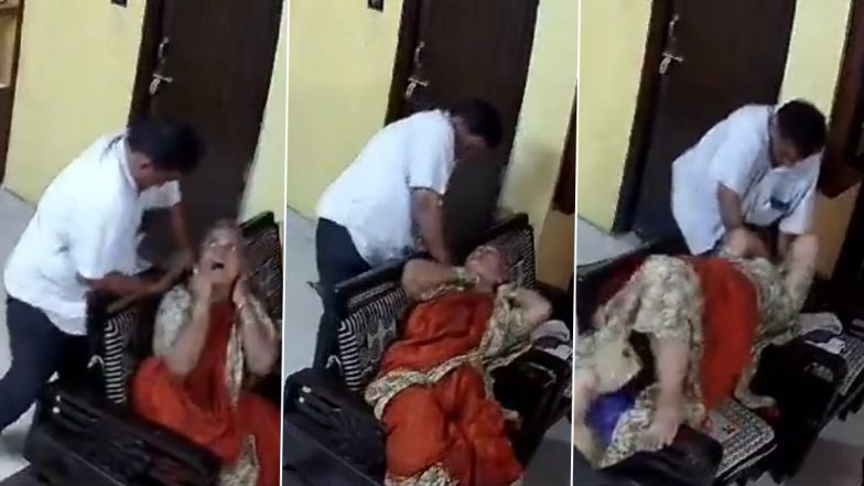 Attempted Murder Caught on Camera: Andhra Pradesh Man Allegedly Tries To Kill Elderly Woman With Towel To Snatch Her Gold Chain in Anakapalli, Disturbing Video Goes Viral