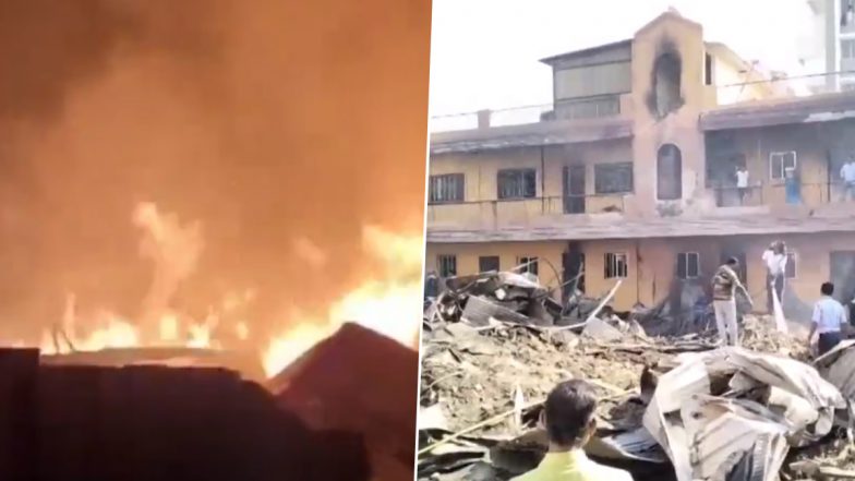 Pune Fire: Two Die After Massive Blaze Erupts in Two Godowns in Chinchwad’s Walhekarwadi Area (See Pic)