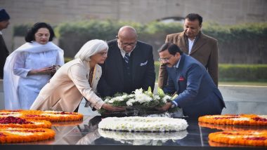 ‘Namaste Bharat’: UNGA President Dennis Francis Arrives in India, Pays ‘Solemn Tribute’ to Mahatma Gandhi at Rajghat in Delhi (See Pics)