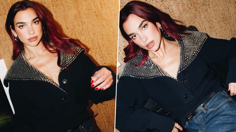 Dua Lipa Looks Uber Cool in Black Beaded Top Paired With Dark Blue Jeans; See Her Latest Instagram Pictures Here!