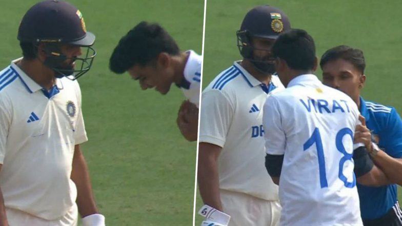 Fan Wearing Virat Kohli Jersey Touches Rohit Sharma’s Feet After Invading Pitch During IND vs ENG 1st Test 2024, Video Goes Viral