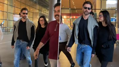Hrithik Roshan and His Girlfriend Saba Azad Get Clicked at Mumbai Airport (Watch Video)