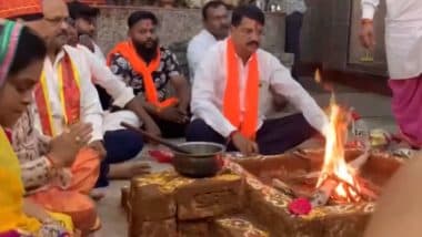 Hyderabad: Ram Devotees Organise Maha Yagna for Lok Shanti at Kalbairav Hanuman Mandir in Hussaini Alam Area (Watch Video)