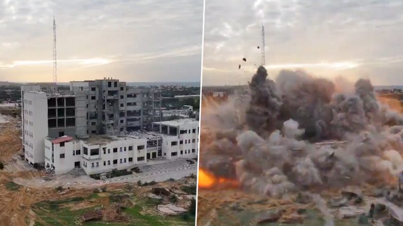 Israel Allegedly Blows Up Al-Israa University Campus in Gaza Amid Escalating Tension (Watch Video)