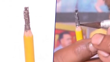 Lord Ram Statue on Pencil Tip: Guinness Book Record Holder Sculptor Makes Ram Idol on Tip of Pencil, Video Surfaces