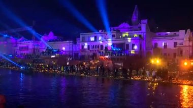 Saryu Ghat in Ayodhya Lights Up With Laser and Light Show After Ram Mandir Pran Pratishtha (Watch Video)