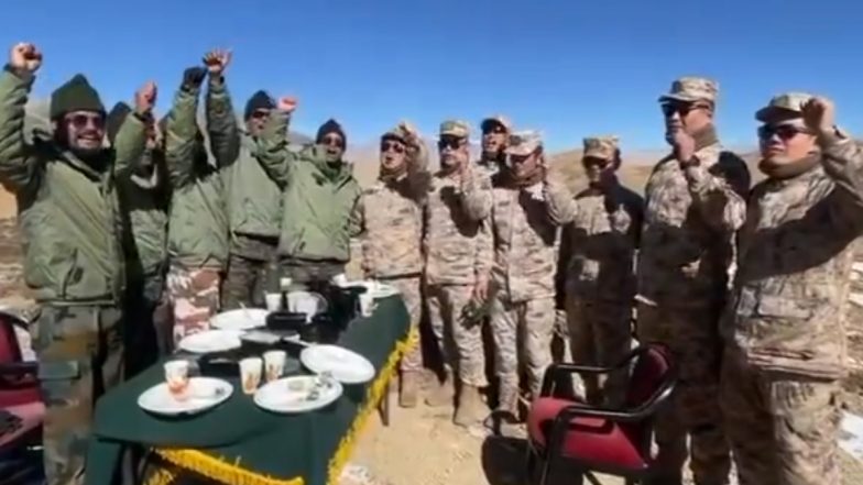 Jai Shri Ram Chants 'Somewhere' at Chinese Border? Kargil War Veteran Shares a Video Claiming It From LAC Showing PLA Celebrating with Indian Troop