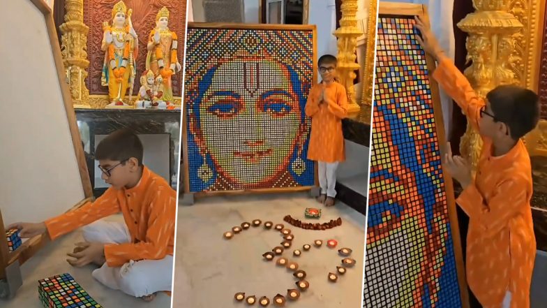 Piyapatnam Boy Creates Lord Ram Portrait Using Rubik’s Cubes, Viral Video Will Blow Your Mind