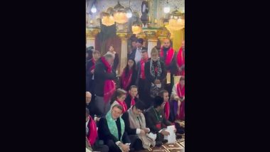 French President Emmanuel Macron Visits Hazrat Nizamuddin Dargah in Delhi Before Leaving For Paris (Watch Video)