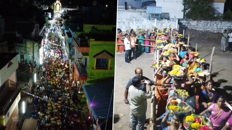 Biryani Served in Temple: Chicken and Mutton Biryani Offered As Prasad in Madurai Temple During Muniyandi Festival (Watch Video)