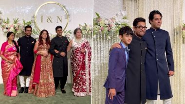 Ira Khan-Nupur Shikhare Wedding Reception: Newlyweds Pose With Aamir Khan, Reena Dutta and Family (Watch Videos)