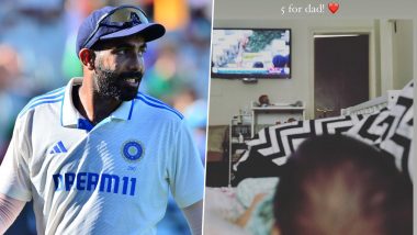 '5 for Dad' Jasprit Bumrah's Son Watches His Father Scalp Five-Wicket Haul in IND vs SA 2nd Test 2023-24, Wife Sanjana Ganesan Shares Instagram Story