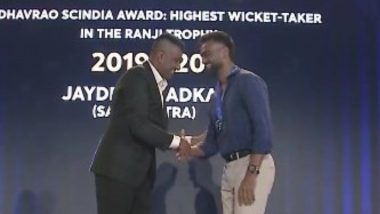 BCCI Awards 2024: Jaydev Unadkat Wins Madhavrao Scindia Award for Finishing As Highest Wicket-Taker in Ranji Trophy 2019–20