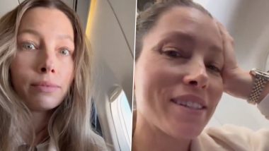 Jessica Biel Stranded on Plane Amid 'Crazy Snow Storm', Actress Documents How She Passed Time On Board (Watch Video)