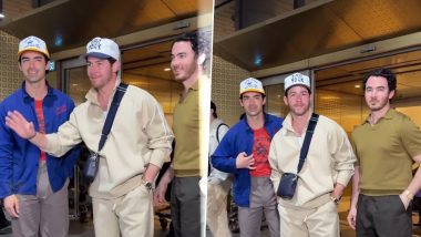 Lollapalooza 2024: Nick Jonas Arrives in India With Brothers Kevin and Joe for the Musical Festival (Watch Video)