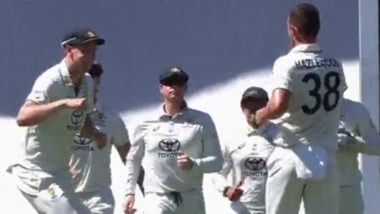 Josh Hazlewood Shoos Away COVID-19 Positive Cameron Green As He Celebrates Kraigg Brathwaite’s Wicket During AUS vs WI 2nd Test 2024, Video Goes Viral