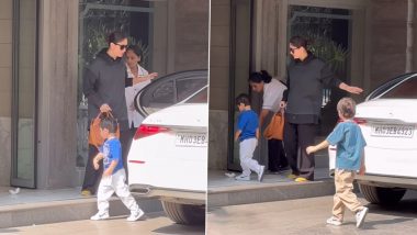 Kareena Kapoor Enjoys Family Time, Visits Father Randhir Kapoor with Sons Taimur and Jeh (Watch Video)
