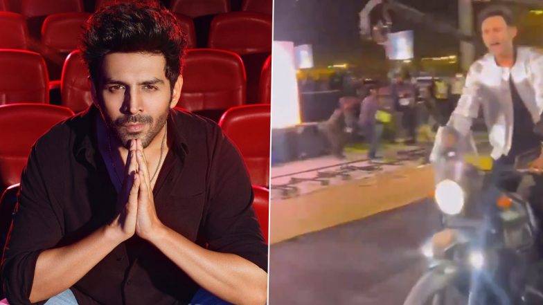 Filmfare 2024: Kartik Aaryan Makes Cool Entrance, Drives Bike as Opening Performer for 69th Award Show (Watch Video)