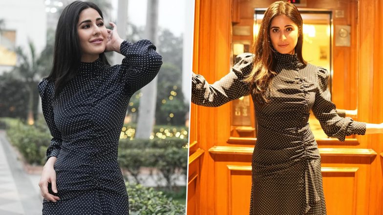 Katrina Kaif Channels Retro Vibes in Black and White Ruched Polka Dot Dress,  See Merry Christmas Actress' Latest Photos Here!