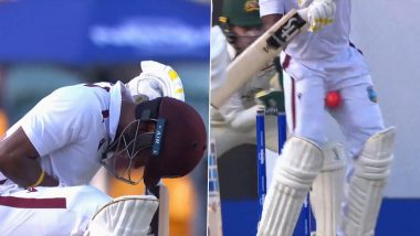 West Indies’ Kavem Hodge Gets Hit in the Crotch While Attempting To Leave a Delivery During AUS vs WI 2nd Test 2024, Video Goes Viral