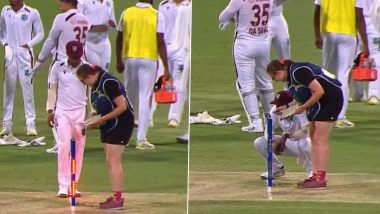 'Give Me Your Best Bail Angle' West Indies' Kavem Hodge Makes Hilarious Comments on Stump Mic During Drinks in AUS vs WI 2nd Test 2024, Video Goes Viral