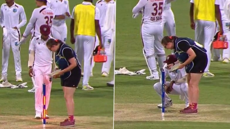 'Give Me Your Best Bail Angle' West Indies' Kavem Hodge Makes Hilarious Comments on Stump Mic During Drinks in AUS vs WI 2nd Test 2024, Video Goes Viral