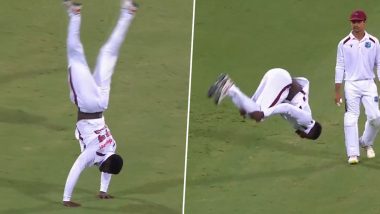 Kevin Sinclair Performs Somersault After Taking A Wicket in AUS vs WI 2nd Test Day 2 2024 (Watch Video)