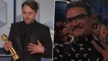 81st Golden Globe Awards: Kieran Culkin Wins His First Golden Globe! Succession Actor Roasts Fellow Nominee Pedro Pascal in Hilarious Acceptance Speech (Watch Video)