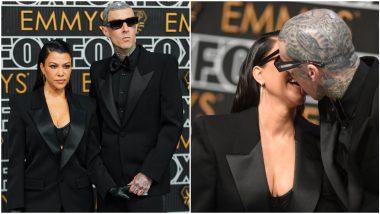 Emmy Awards 2024: Kourtney Kardashian and Travis Barker Pack on PDA, Couple Lock Lips at Emmys Red Carpet (Watch Video)