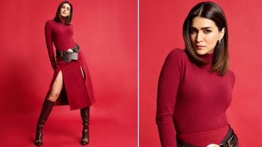 Kriti Sanon Gets Winter Fashion Right in a Full-Sleeve Red Dress for 'Gulaab' Song Launch, View Pics of Gorgeous Actress