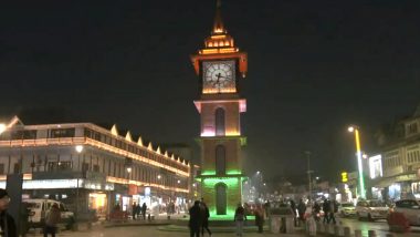 Republic Day 2024: Clock Tower at Srinagar’s Lal Chowk Illuminates in Tricolour Ahead of R-Day Celebrations (Watch Video)