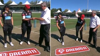 Canterbury Magicians Captain Laura Hughes Dramatically Bashes Coin to the Ground During Toss in Dream11 Super Smash 2023-24 Match (Watch Video)