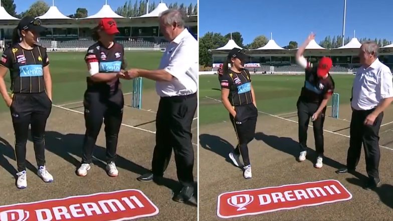 Canterbury Magicians Captain Laura Hughes Dramatically Bashes Coin to the Ground During Toss in Dream11 Super Smash 2023-24 Match (Watch Video)