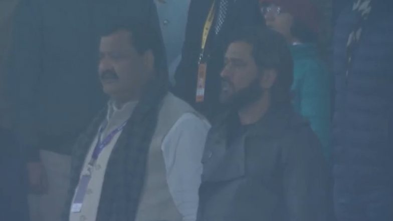 MS Dhoni Attends India vs Germany FIH Olympic Qualifiers 2024 Women’s Hockey Semifinal Match in Ranchi, Video Goes Viral